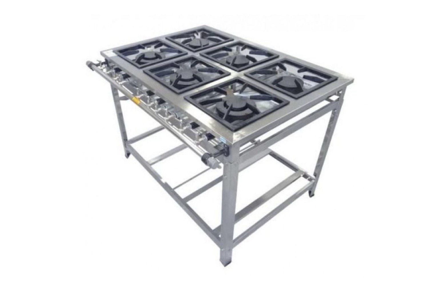 Fogão industrial de 6 bocas com grelhas em ferro fundido para cozinha profissional