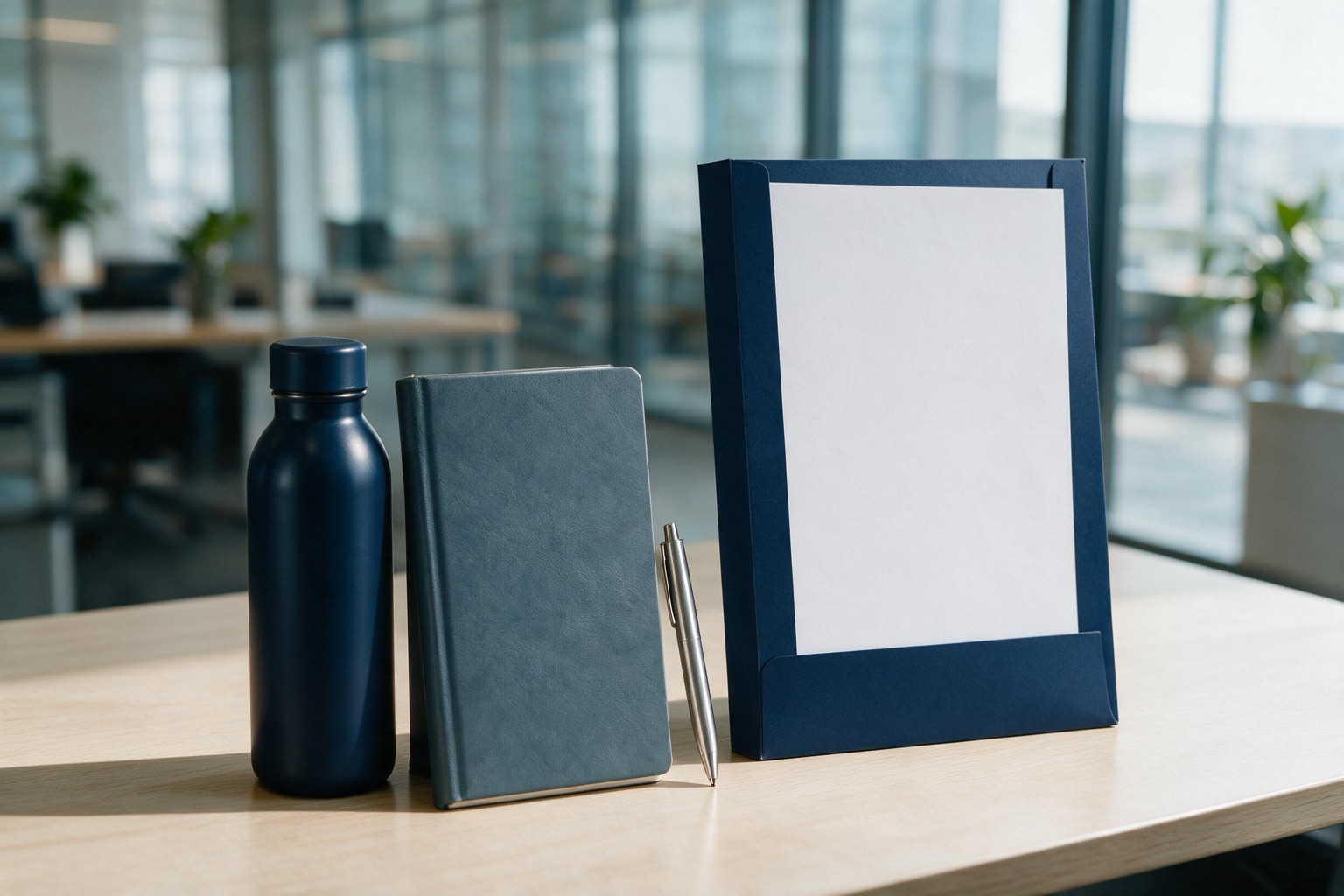 Kit institucional para órgão público com itens neutros e sóbrios